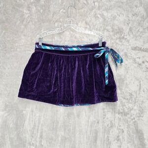 Aeropostale Purple Velvet Mini Skirt with Plaid Trim and Tie Waist Sz M Goth Y2K